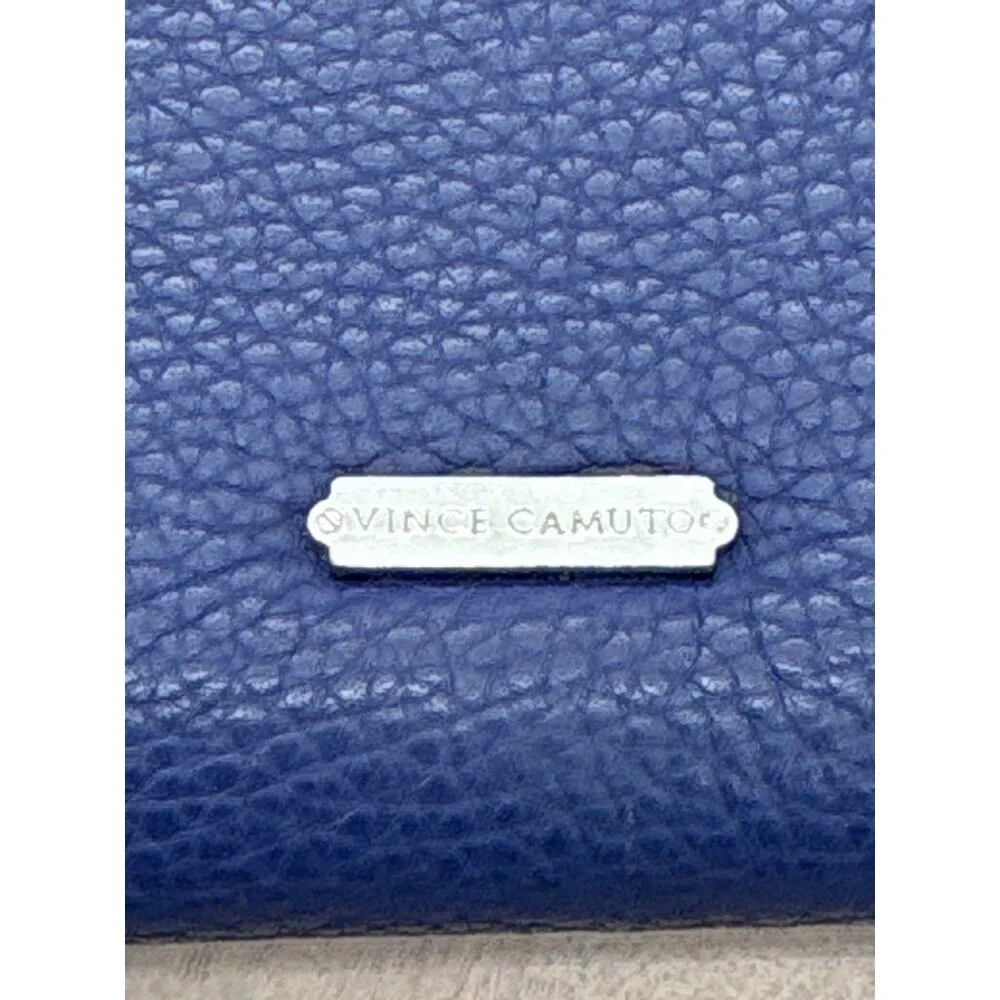 Vince Camuto Womens Blue Leather Wallet Two-toned Zip Around Card Holder